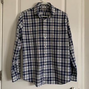 Express Fitted Men Plaid Button - Down Long Sleeve Shirt Size - L